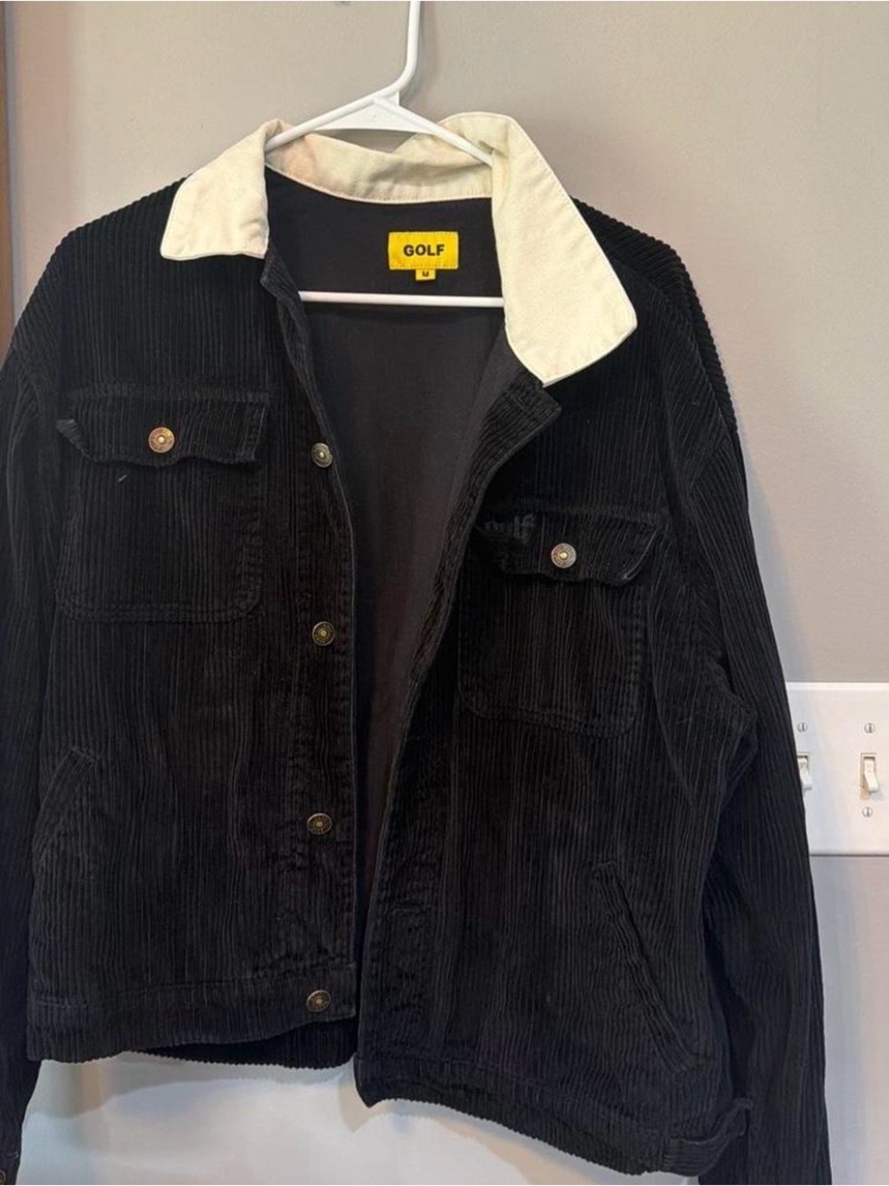 GOLF WANG Black Corduroy Jacket with Contrast Collar